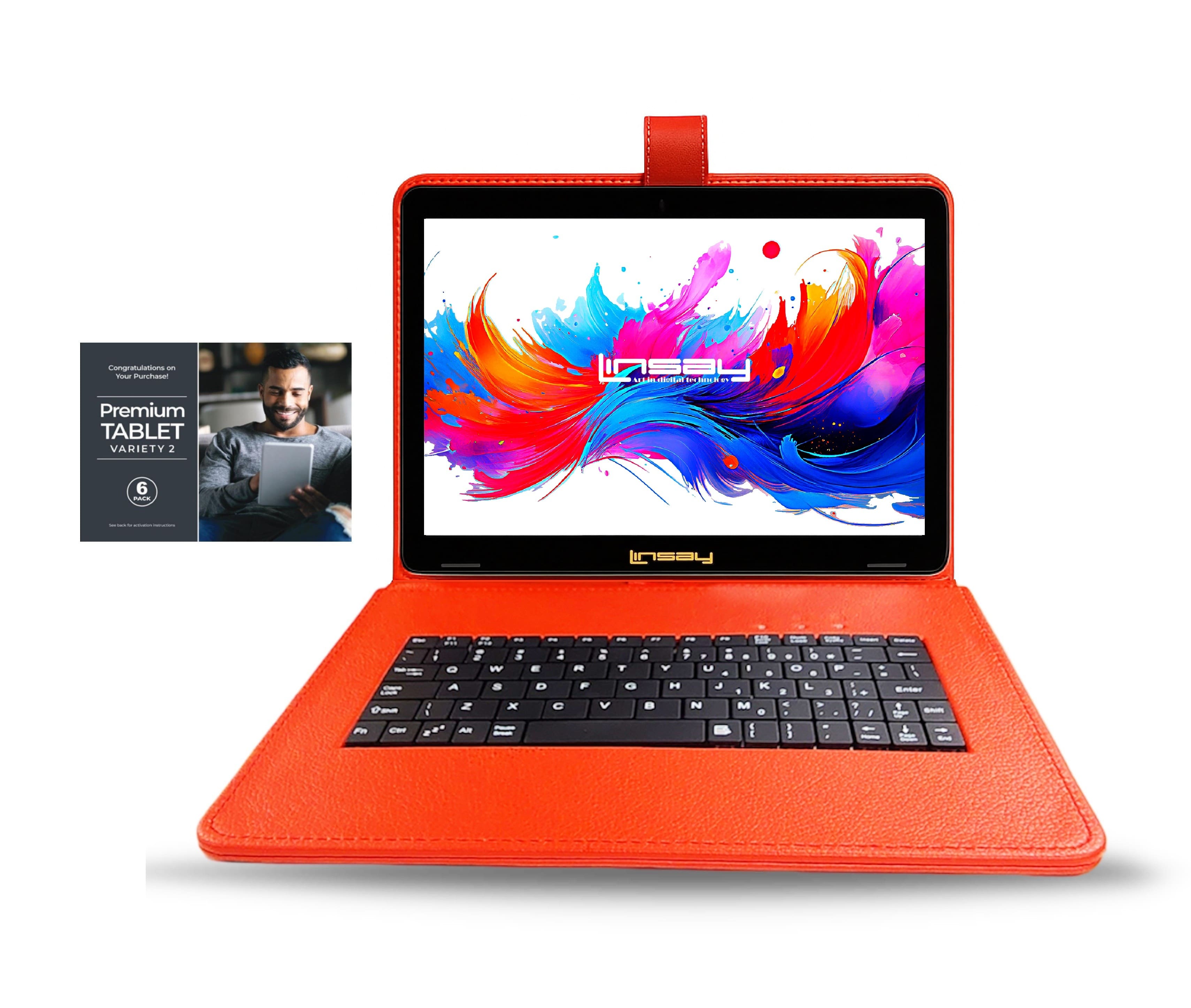 LINSAY tablet displaying vibrant screen on a desk