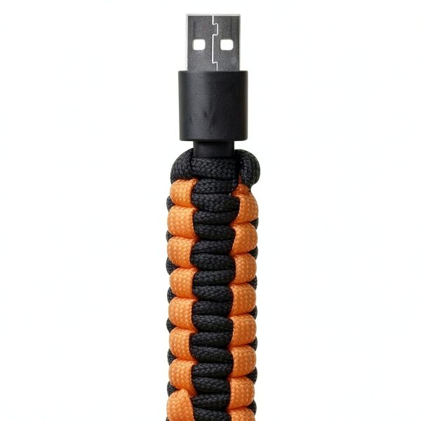 HELIX Lightning USB Paracord Cable Orange Black 3.2 ft-2
