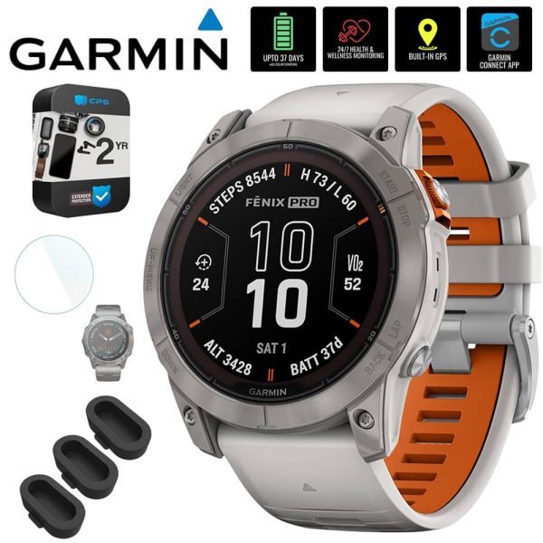 Garmin Fenix 7X Pro Solar Sapphire Titanium Gray Orange-1