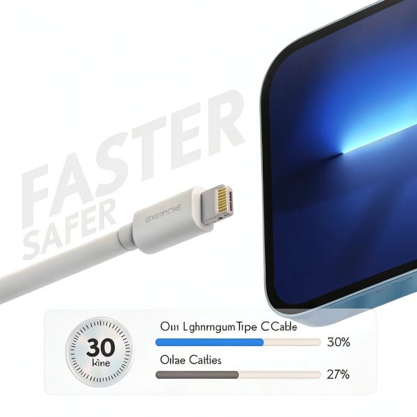 Overtimes Apple MFI USB C to Lightning Cable Durable Fast-4