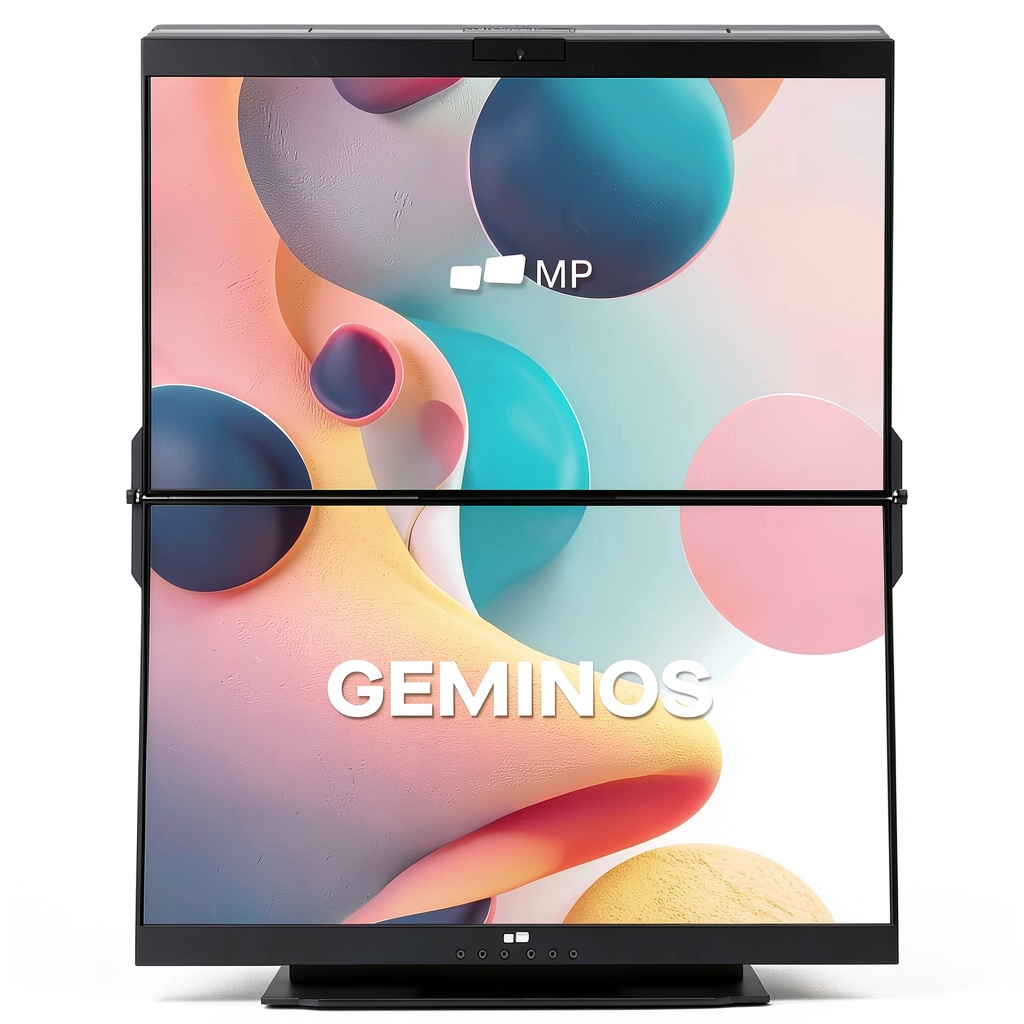 Installing Mobile Pixels Geminos X Dual Screen Monitor 1440p 24 Inch on a wooden desk