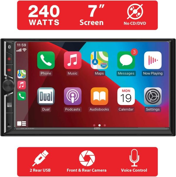 Shop Dual DCA73W Car Stereo Apple CarPlay Android Auto-2