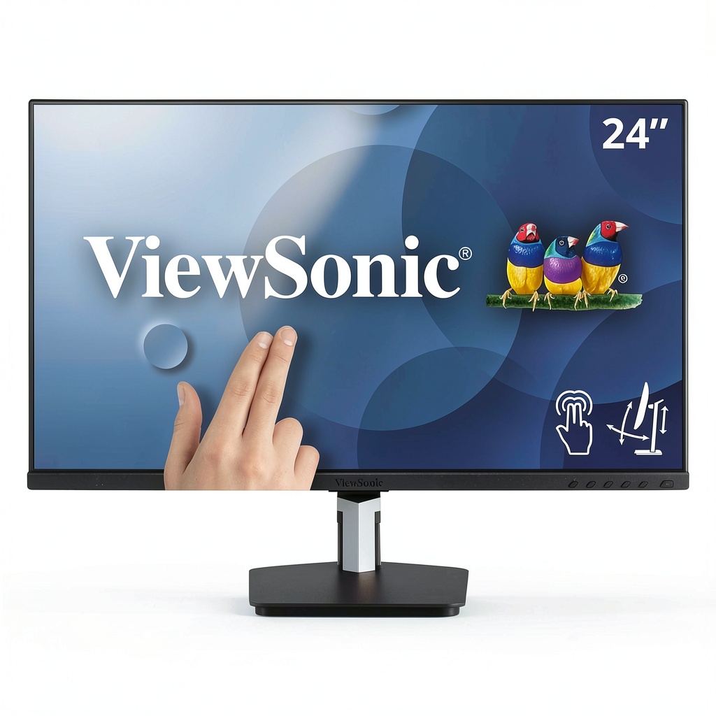 Installing ViewSonic TD2455 24 Inch IPS Touch Screen Monitor on a wooden desk