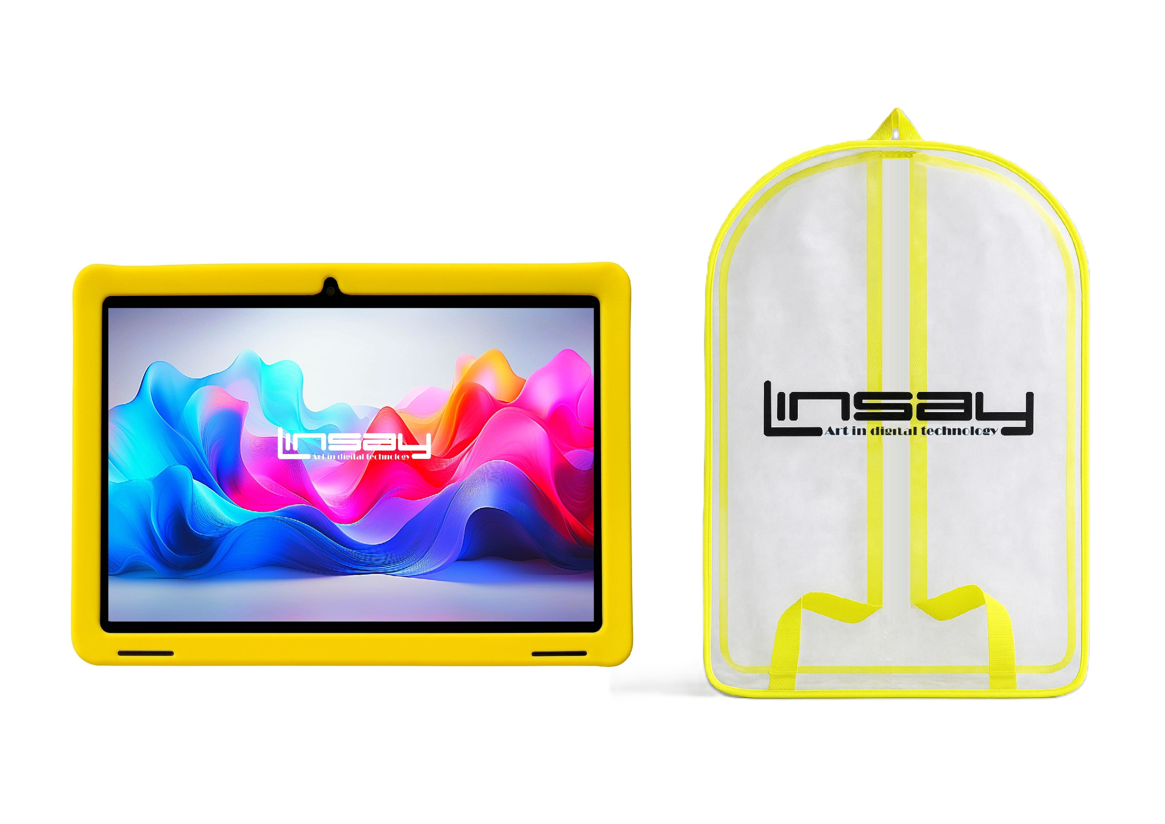 LINSAY tablet displaying vibrant content on its HD screen