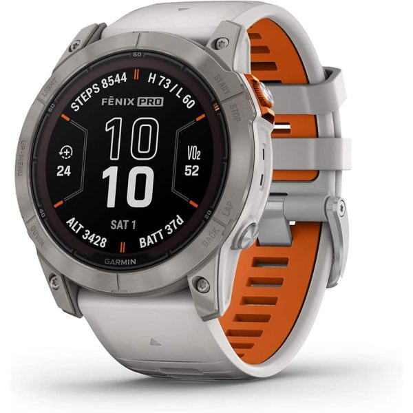 Garmin Fenix 7X Pro Solar Sapphire Titanium Gray Orange-2