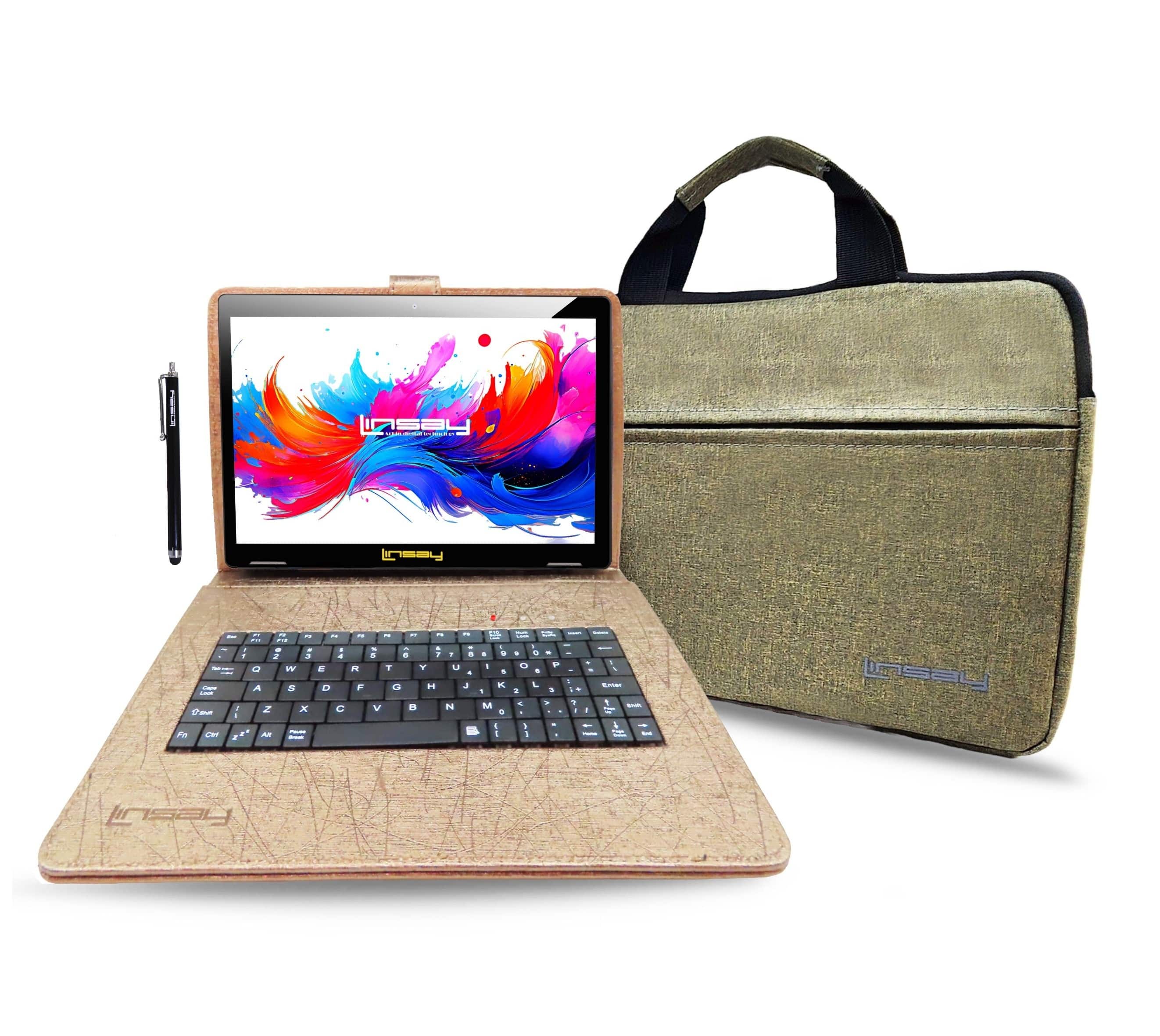 LINSAY tablet displaying a vibrant home screen on its 10.1-inch IPS display