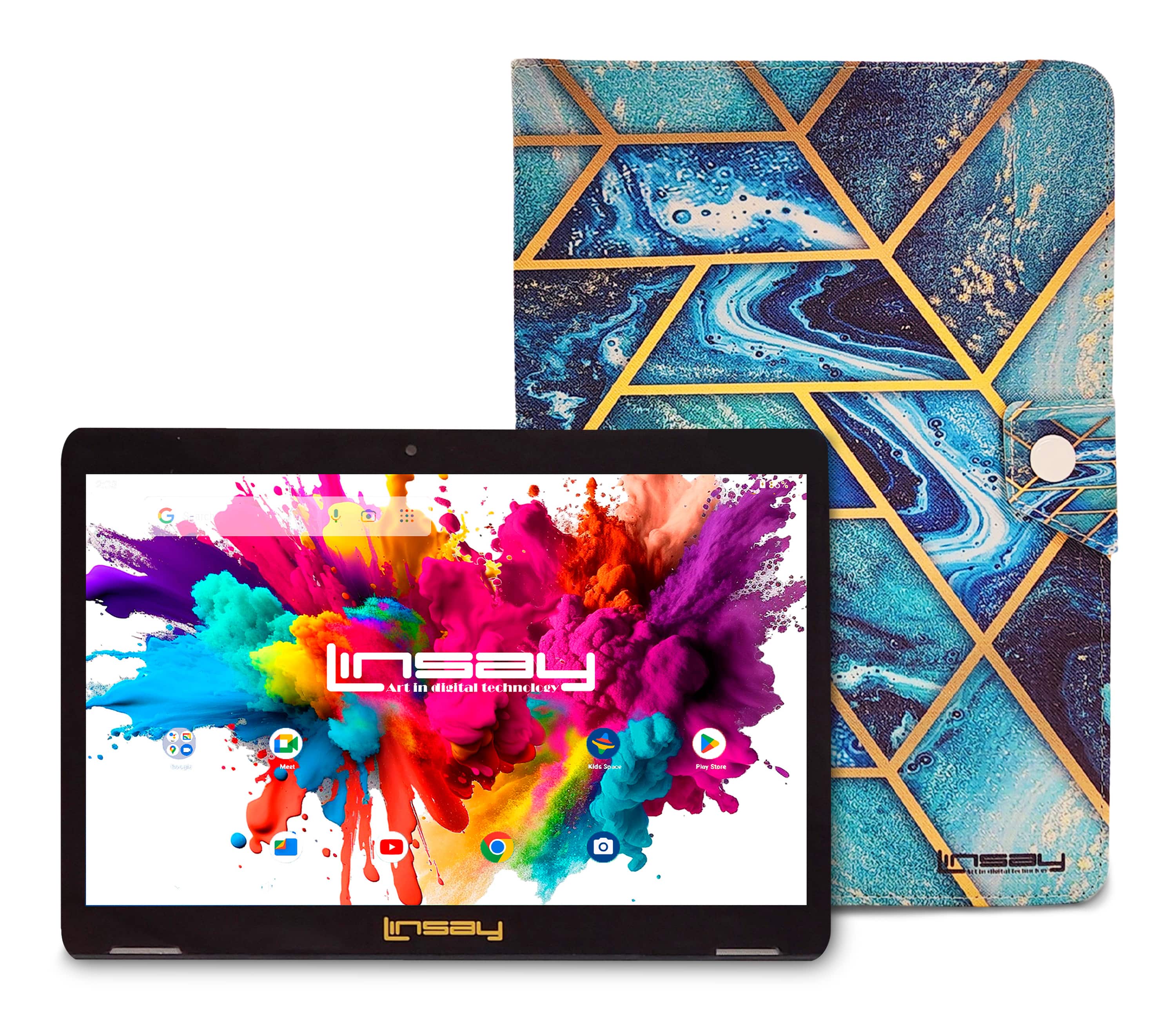 LINSAY 10.1-inch tablet displaying high-definition content on its HD IPS screen
