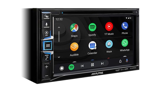 Alpine Android Auto CarPlay In Dash CD DVD Receiver Black-1