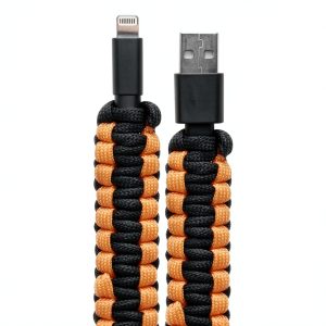 HELIX Lightning USB Paracord Cable Orange Black 3.2 ft-0