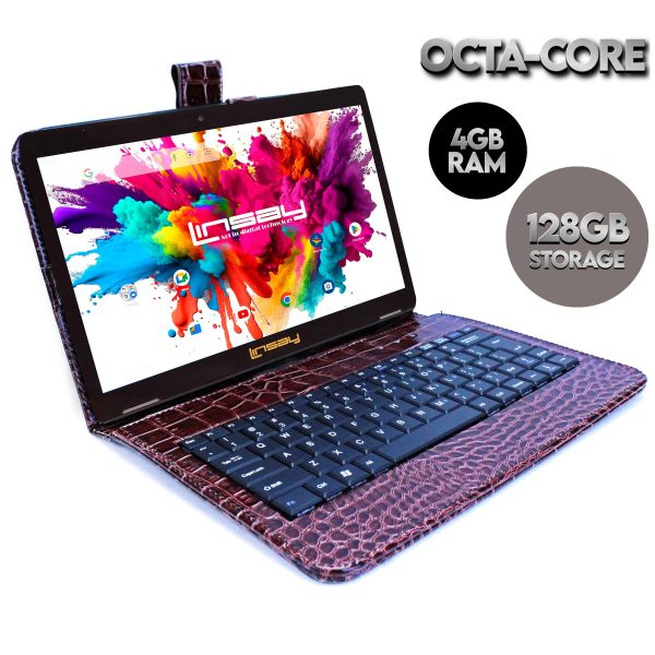 LINSAY 10.1 Inch Android 15 Tablet with Crocodile Keyboard-2
