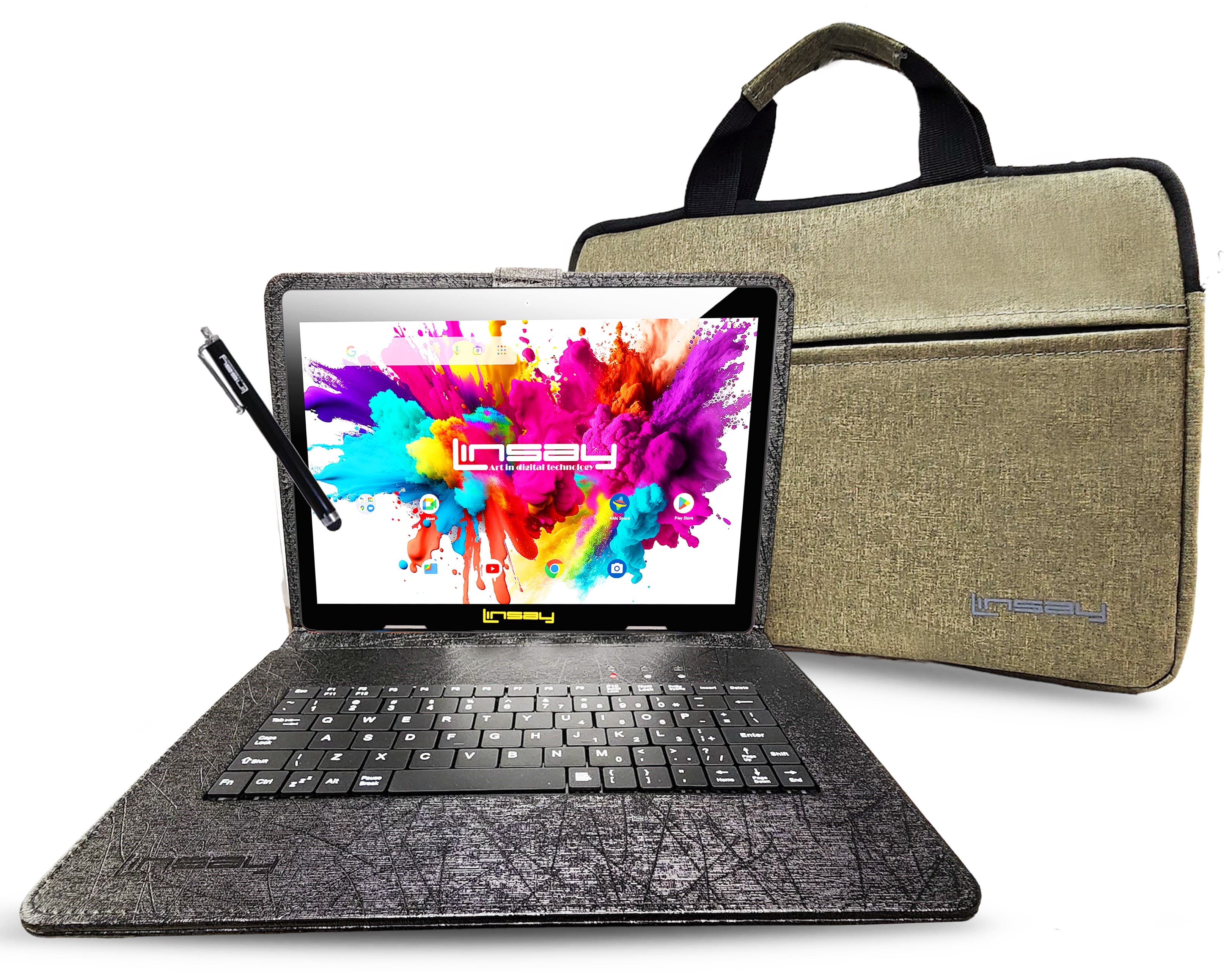 LINSAY tablet with keyboard case on a desk
