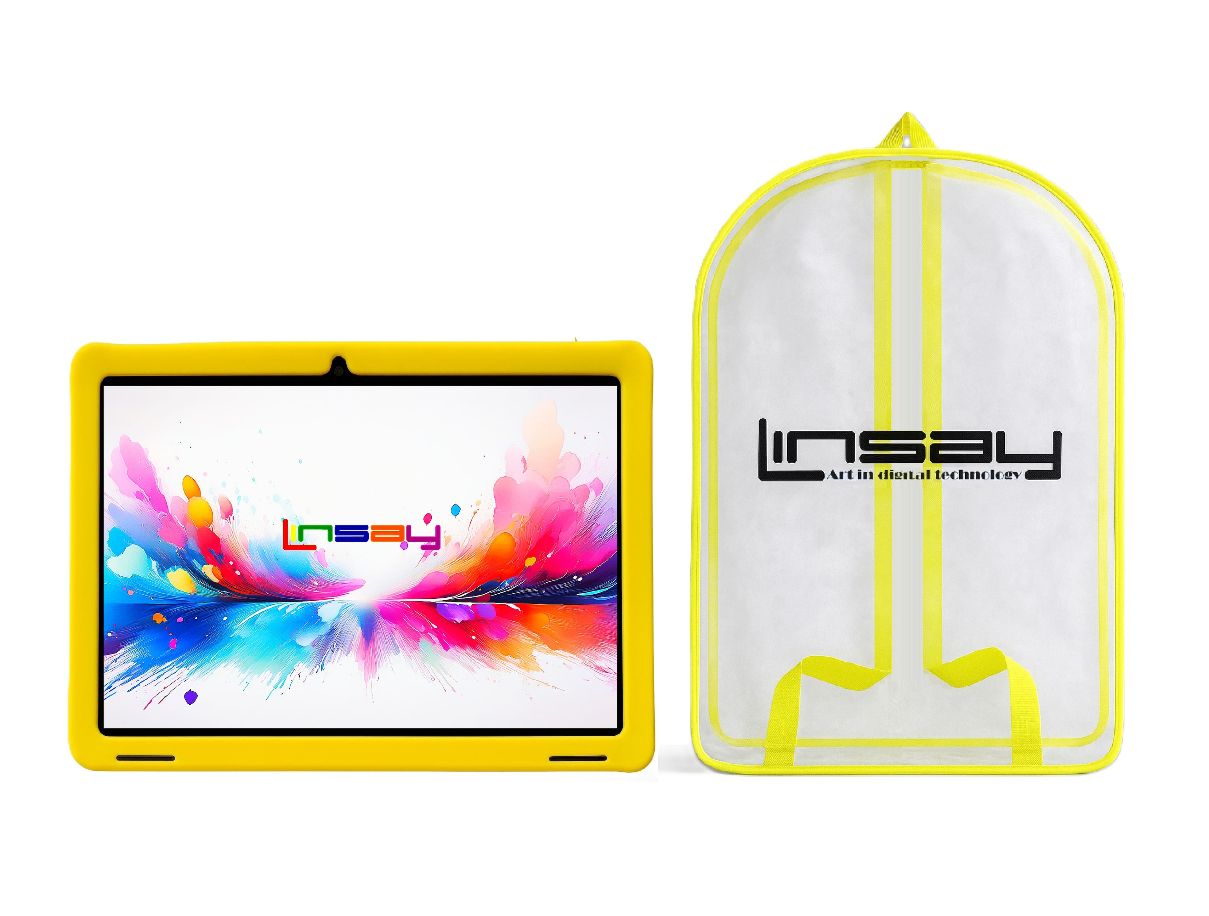 LINSAY tablet displaying multimedia content on its 10.1-inch screen