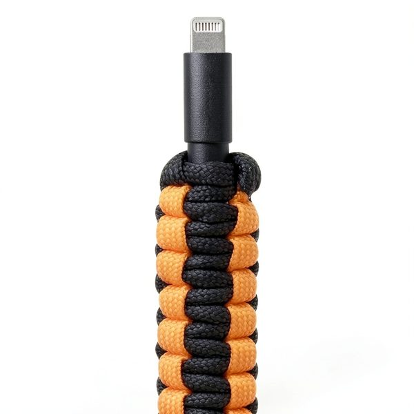 HELIX Lightning USB Paracord Cable Orange Black 3.2 ft-1