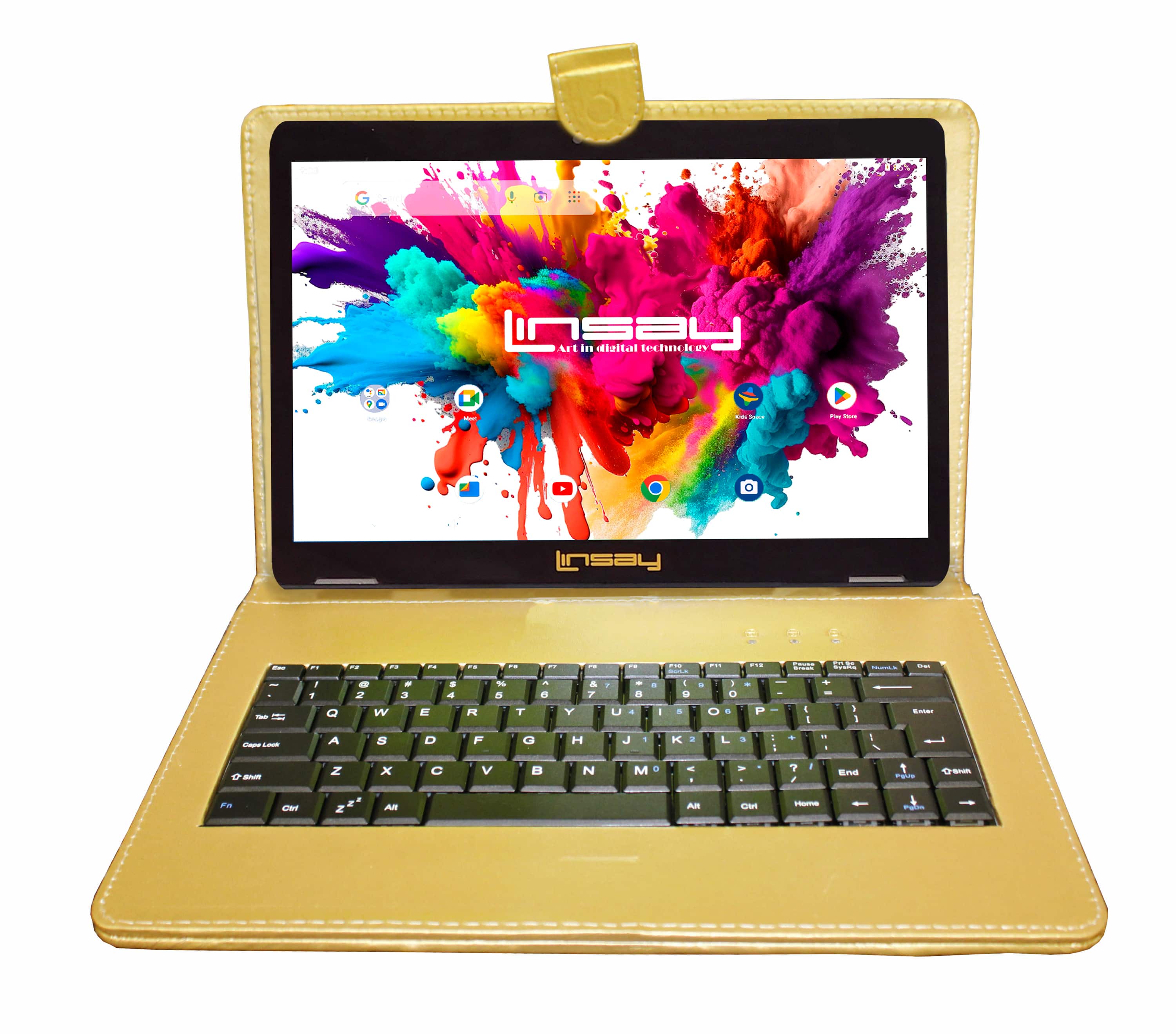LINSAY tablet displaying home screen with apps and widgets