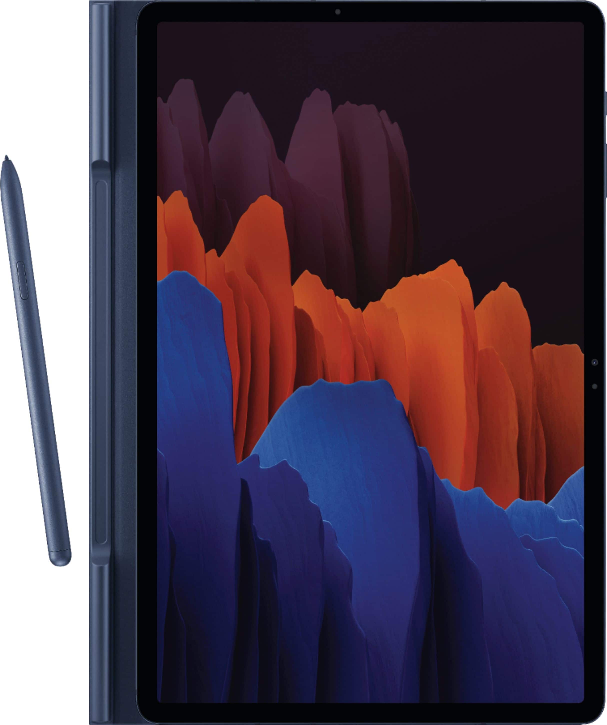 Samsung Galaxy Tab S7 Plus tablet with S Pen on a desk