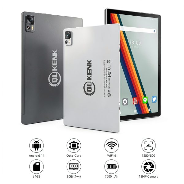 Qukenk 10.1 Inch Android 14 Tablet Octa Core Silver-2