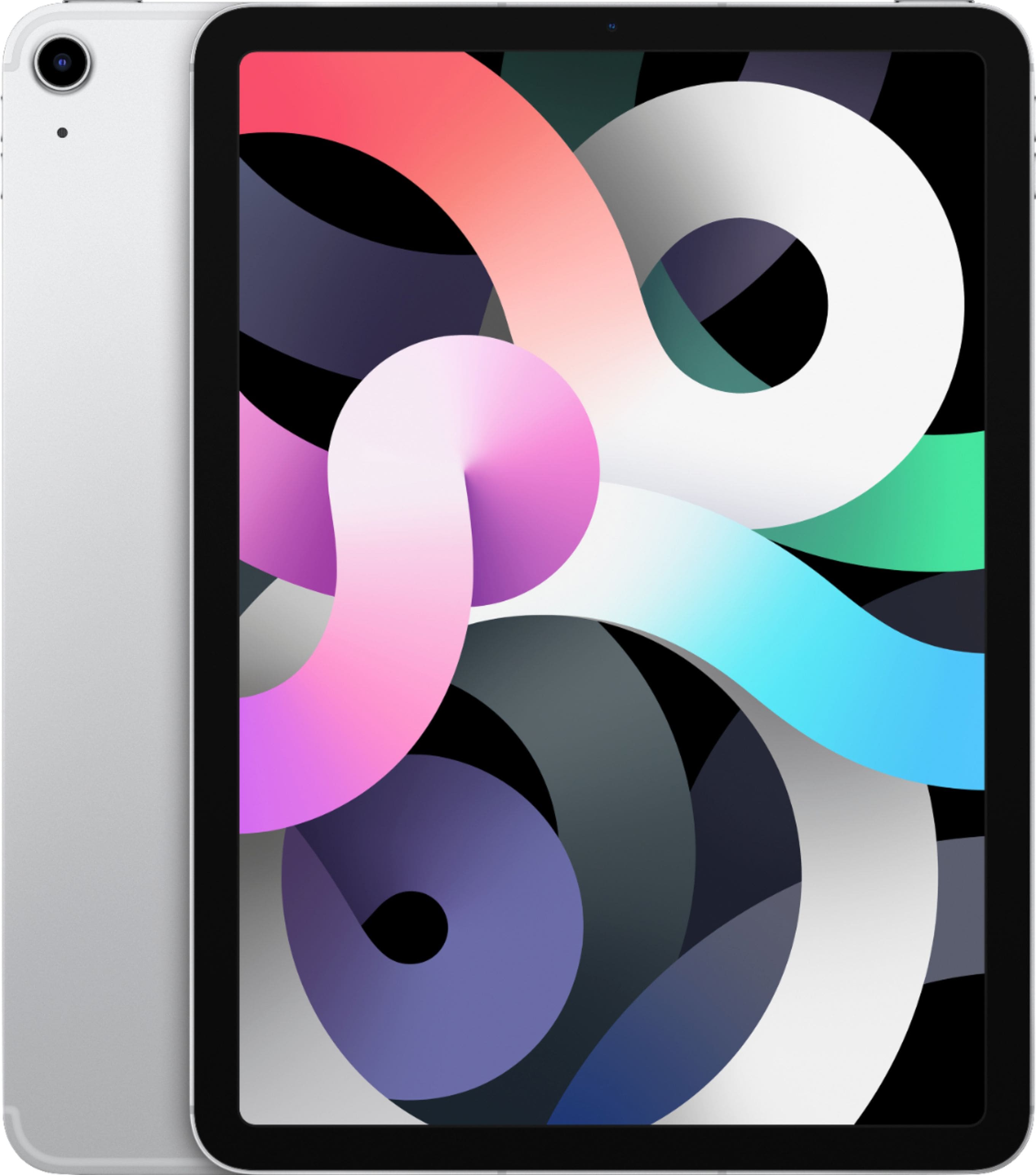 Apple iPad Air displaying a colorful app interface on its 10.9-inch screen